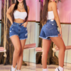 SHORT JEAN MUJER RIGIDO TONO OSCURO